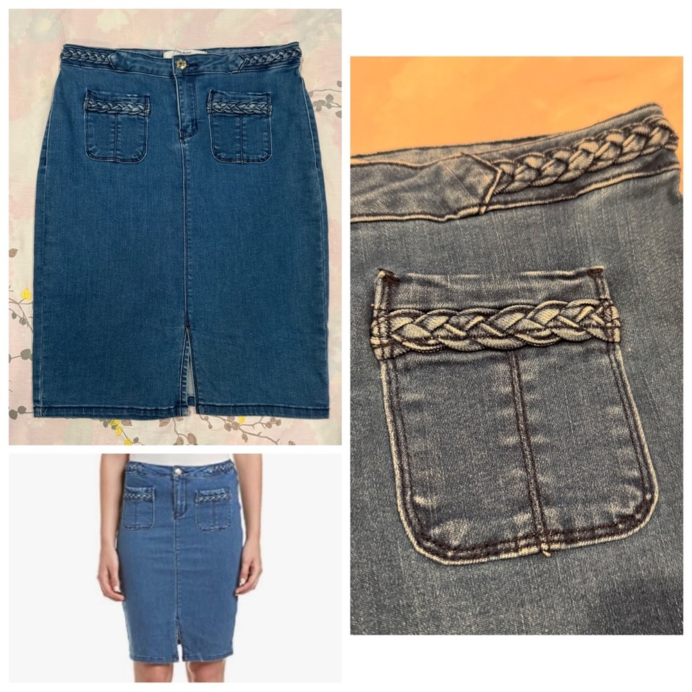 Vero Moda Braided Stretch Denim Pencil Skirt